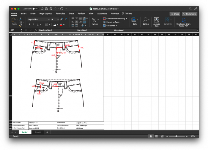 5 Pocket Jean Tech Pack Template - Image 3