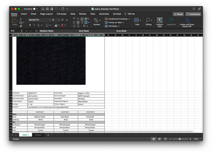 5 Pocket Jean Tech Pack Template - Image 4