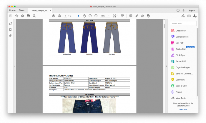 5 Pocket Jean Tech Pack Template - Image 5